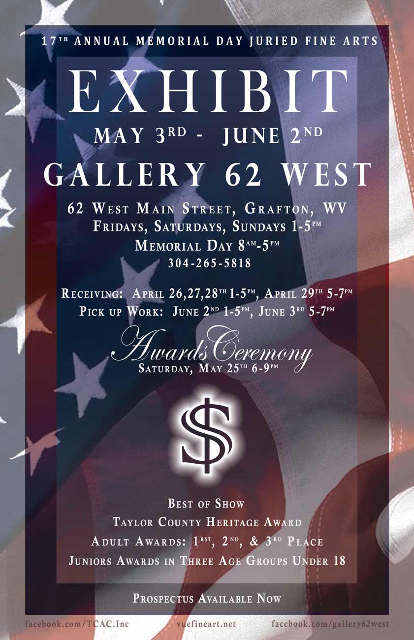 Gallery 62 West 2012 Annual Memorial Day Exhibit Call for Artists & Public Invitation from Shelly L. Solberg & TCAC the Taylor County Arts Council